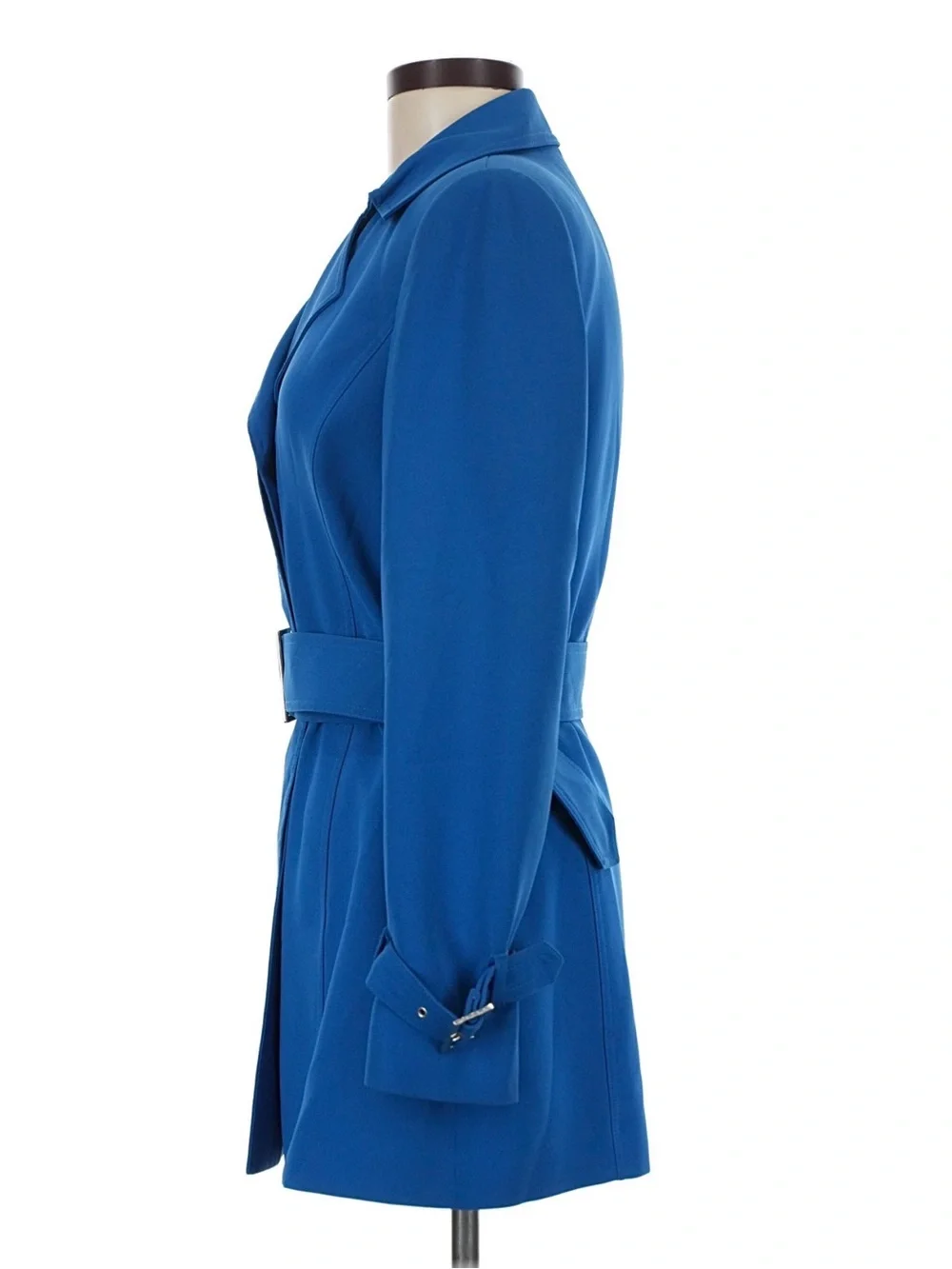 Anne Klein Cobalt Blue Belted Trench Jacket Silver Buckle | Size 8